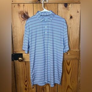 johnnie-O Men's Polo in Blue and White Stripes